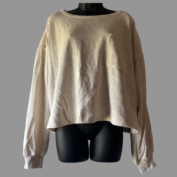 Aerie Waffle Knit Oversized Sweatshirt - Picture 1 of 4